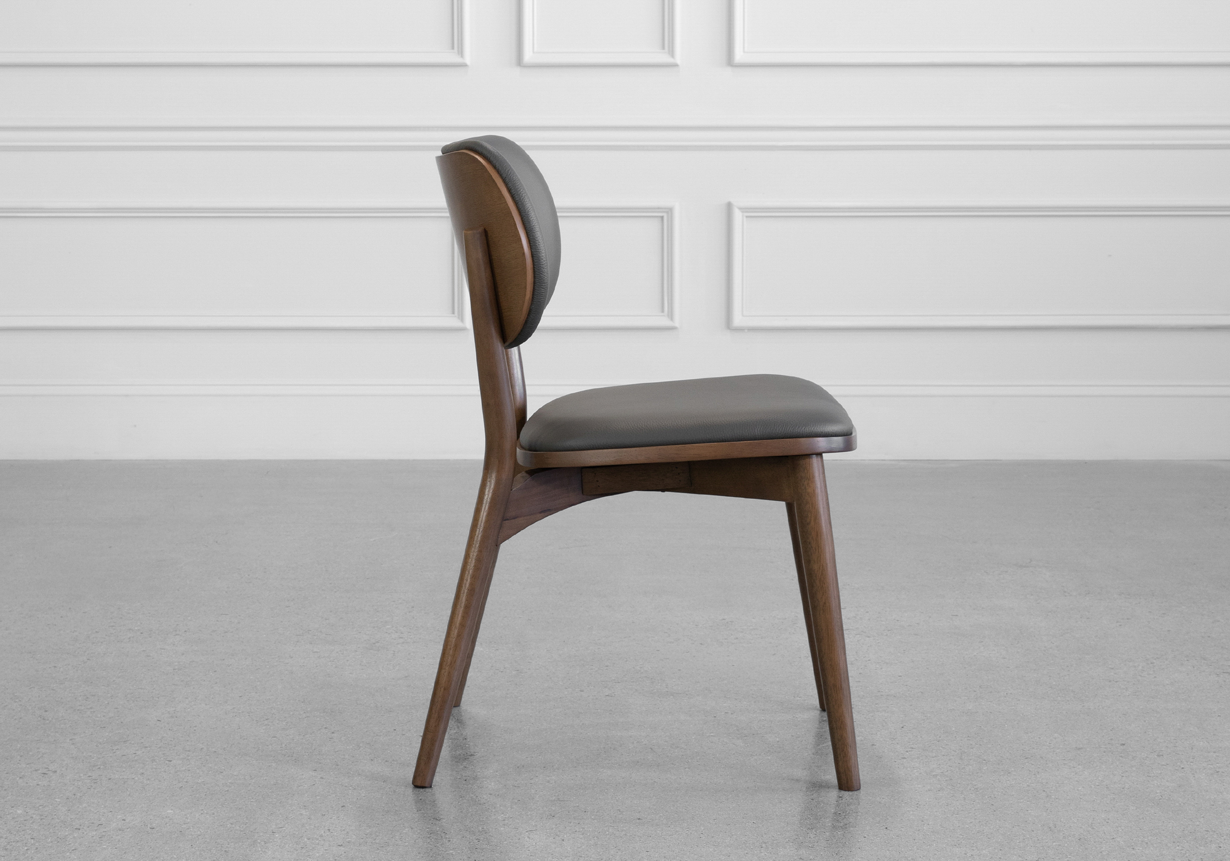 Toledo Leather Dining Chair in Grey - Side Toledo Leather Dining Chair in Grey - Side