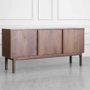 Aurora Wood Sideboard in Walnut - Angle Aurora Wood Sideboard in Walnut - Angle