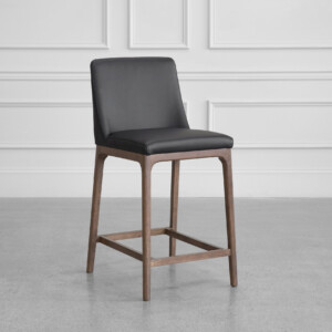 Bilbao Leather Counter Stool in Black - Angle