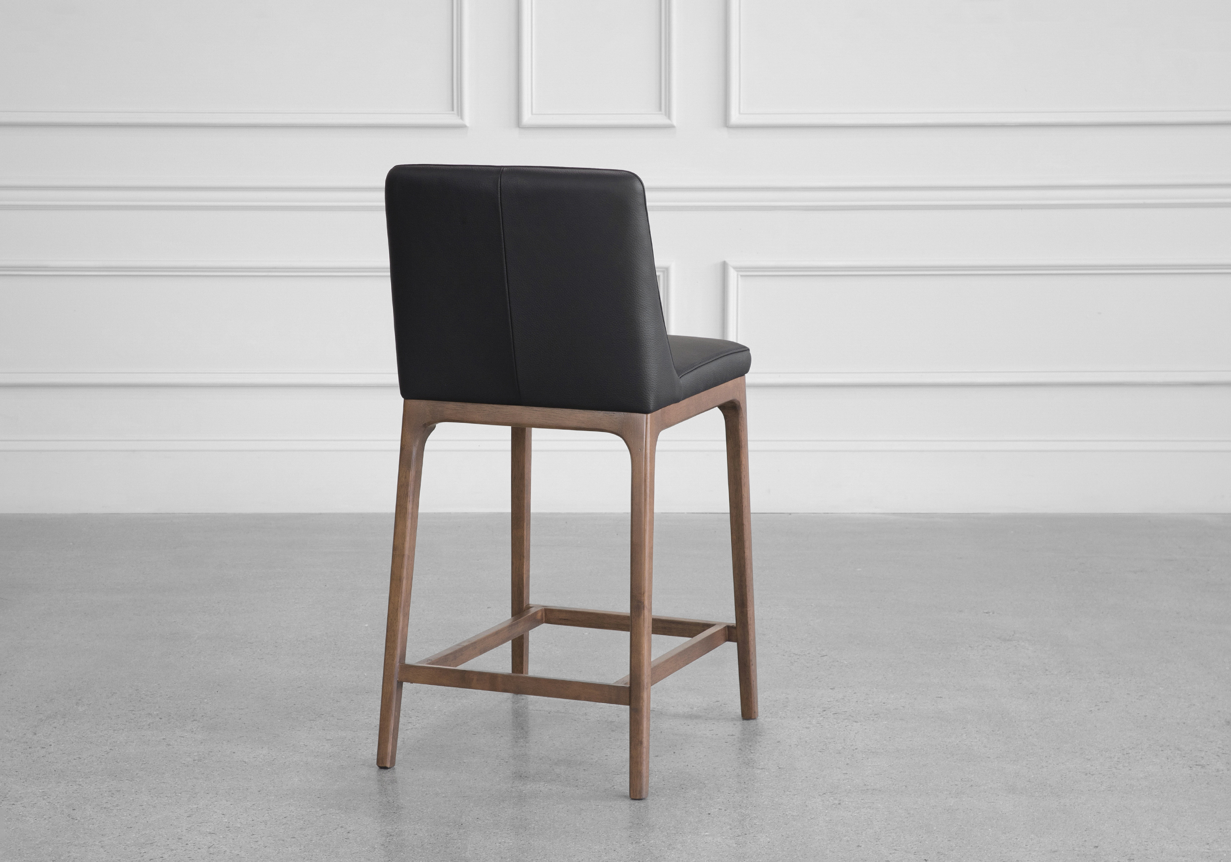 Bilbao Leather Counter Stool in Black - Back