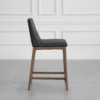 Bilbao Leather Counter Stool in Black - Side