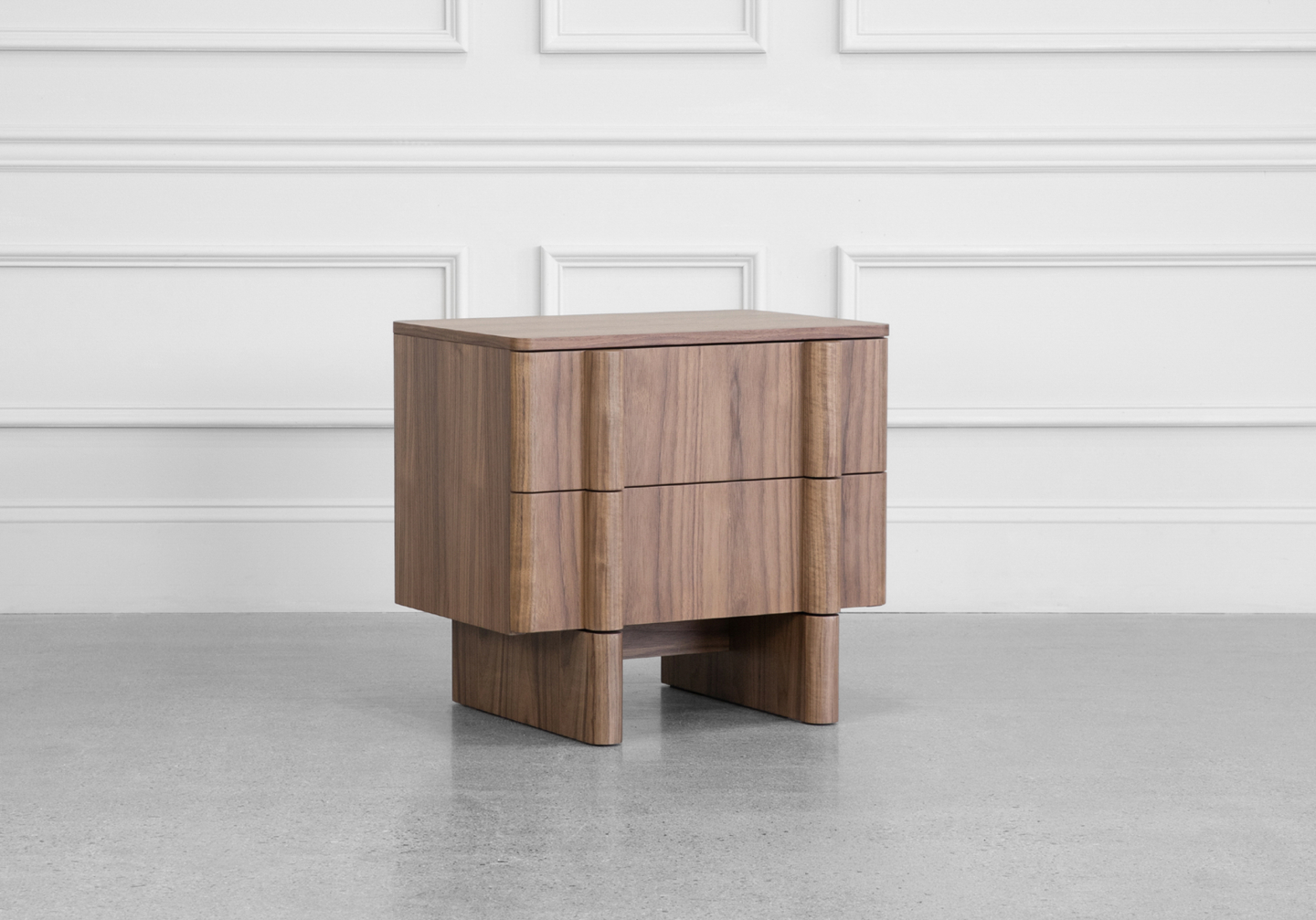 Board Nightstand in Walnut - Angle