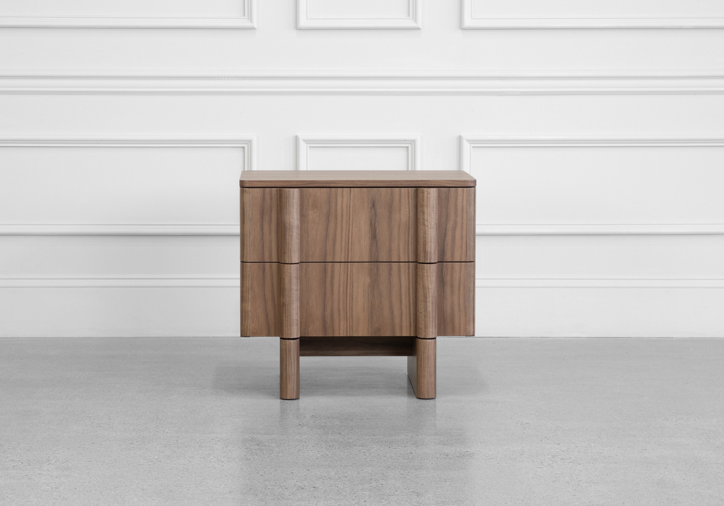 Board Nightstand in Walnut - Front