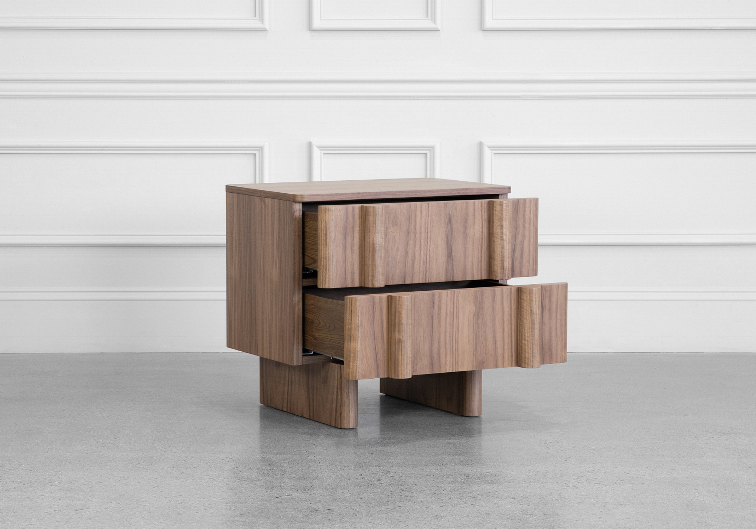 Board Nightstand in Walnut - Angle