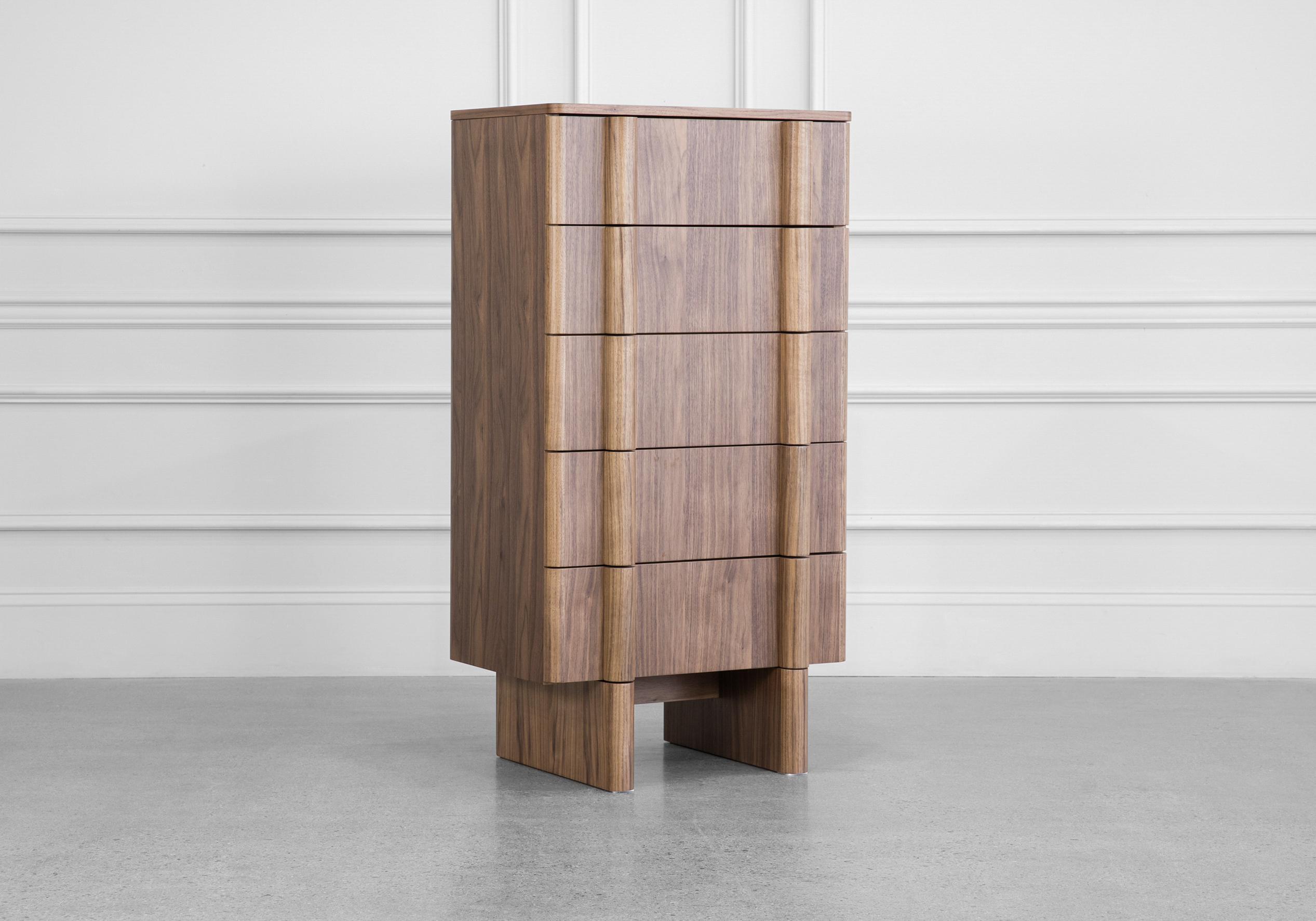 Board Tallboy in Walnut - Angle