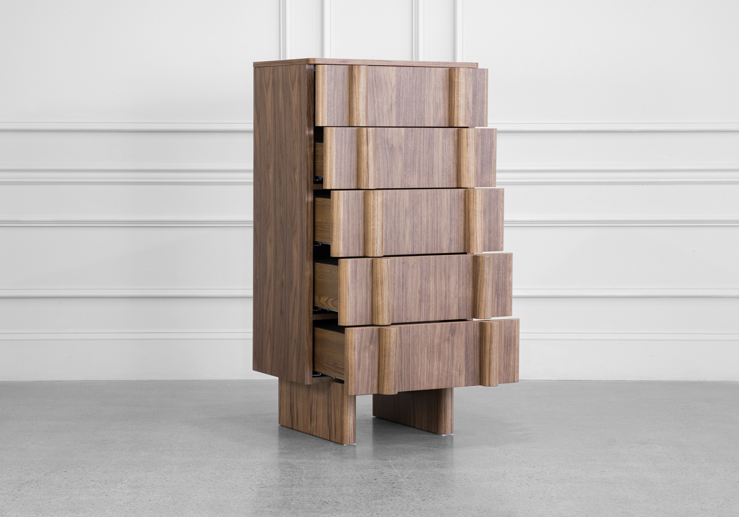 Board Tallboy in Walnut - Angle