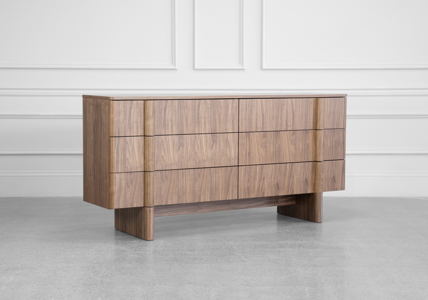 Board Walnut Double Dresser - Angle