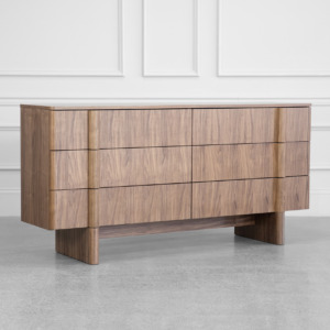 Board Walnut Double Dresser - Angle Board Walnut Double Dresser - Angle