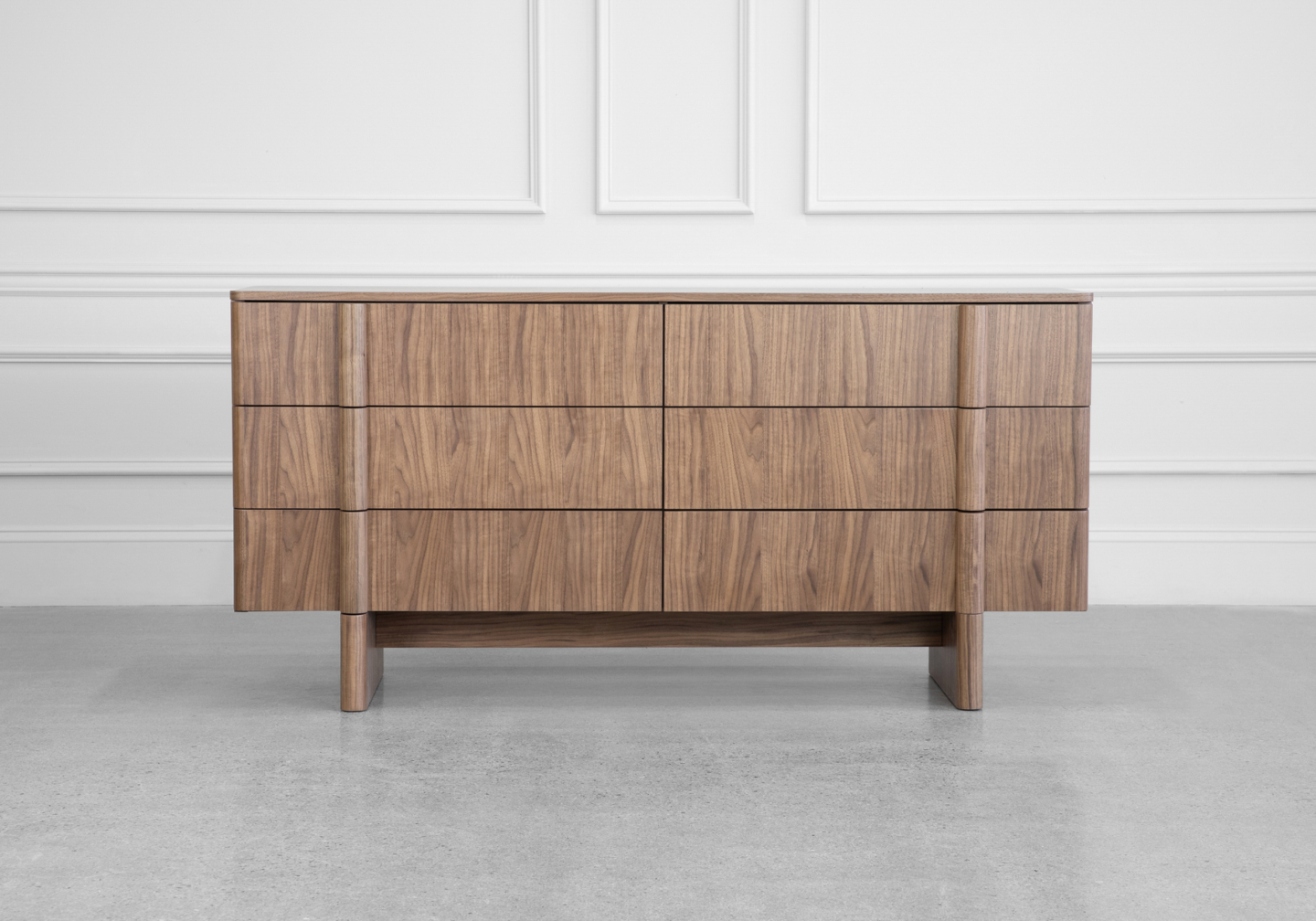 Board Walnut Double Dresser - Front