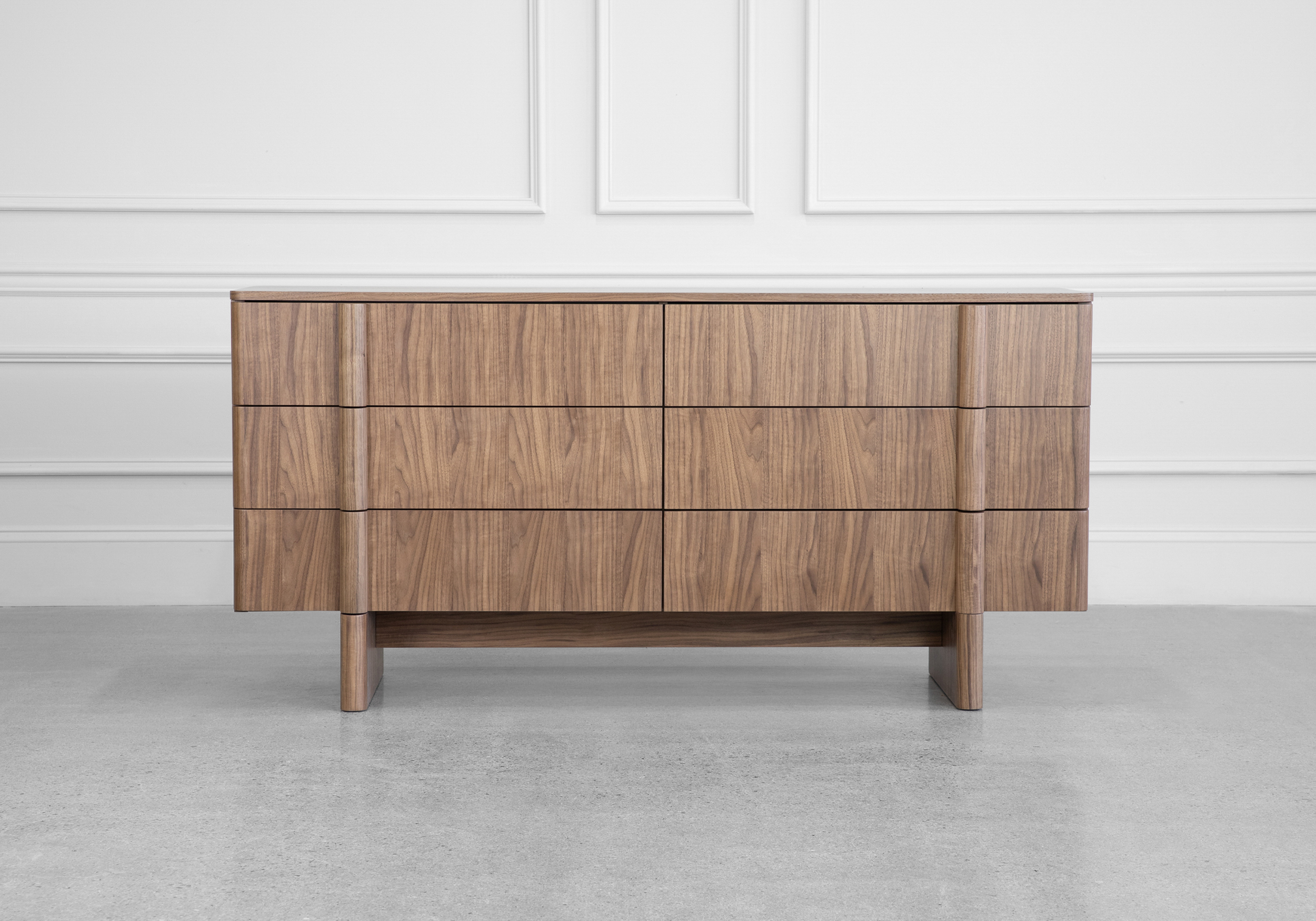 Board Walnut Double Dresser - Front