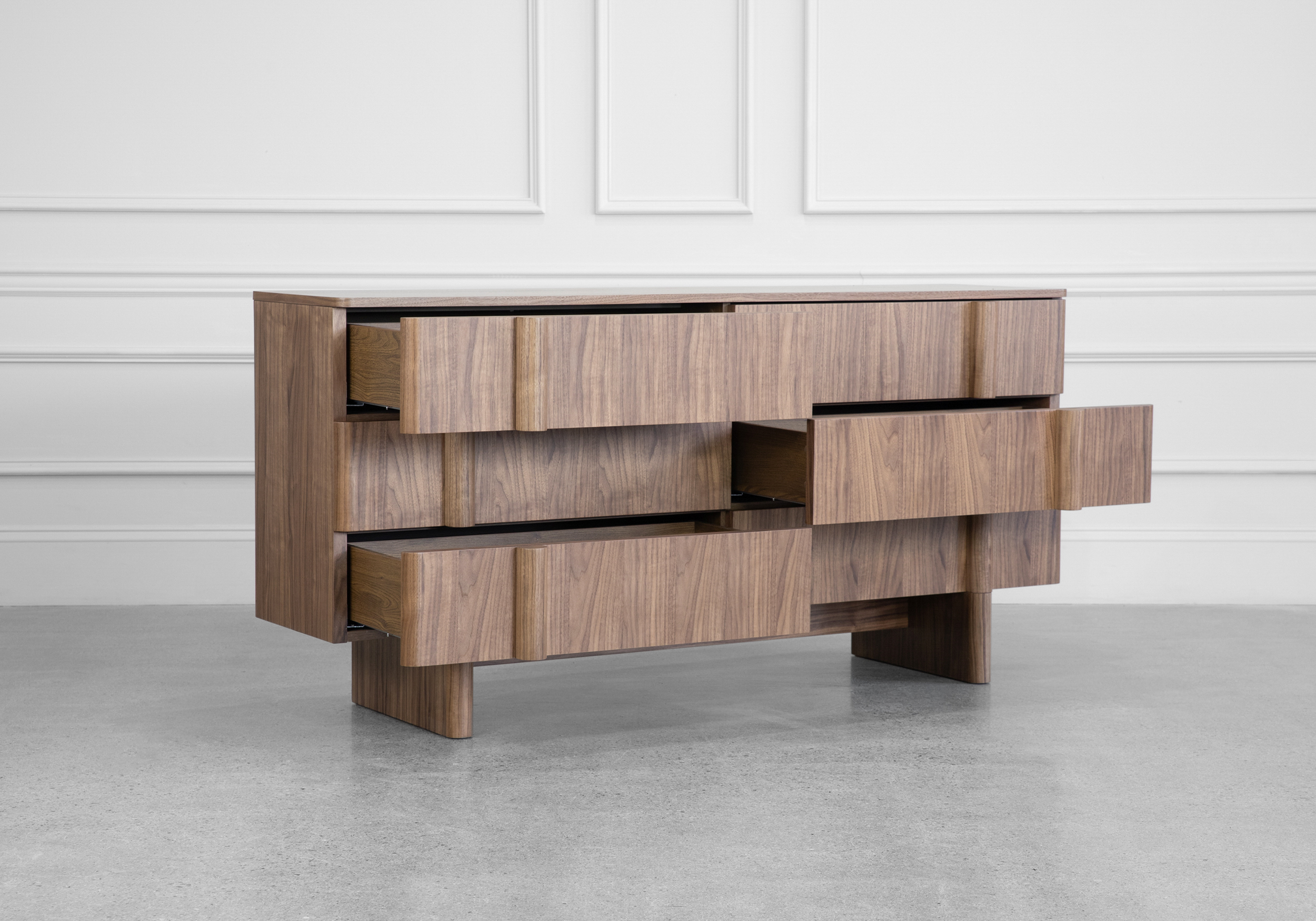 Board Walnut Double Dresser - Angle