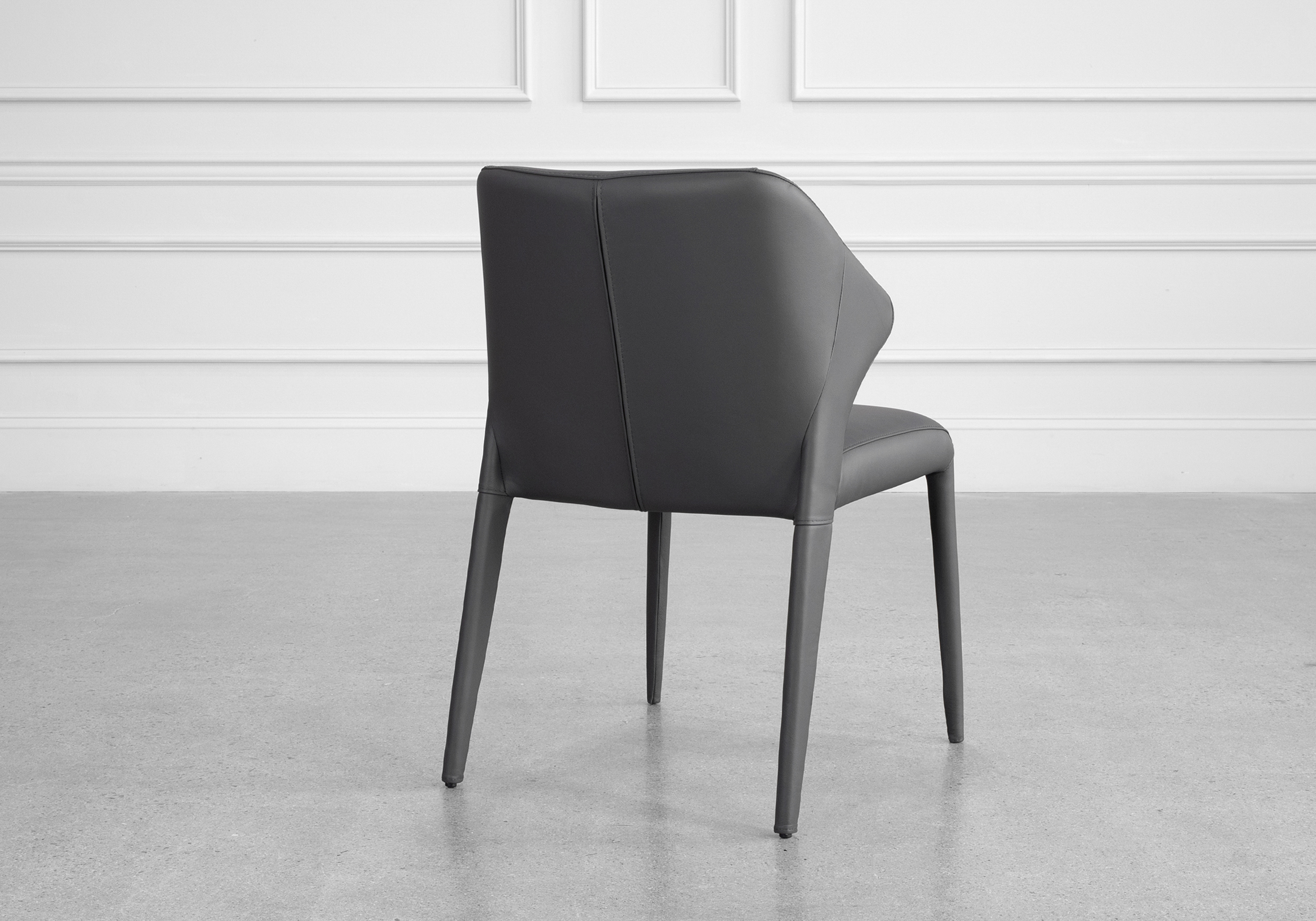 Elche Charcoal Leather Dining Chair - Back Elche Charcoal Leather Dining Chair - Back