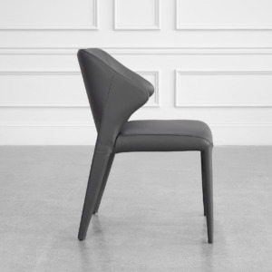 Elche Charcoal Leather Dining Chair - Side Elche Charcoal Leather Dining Chair - Side