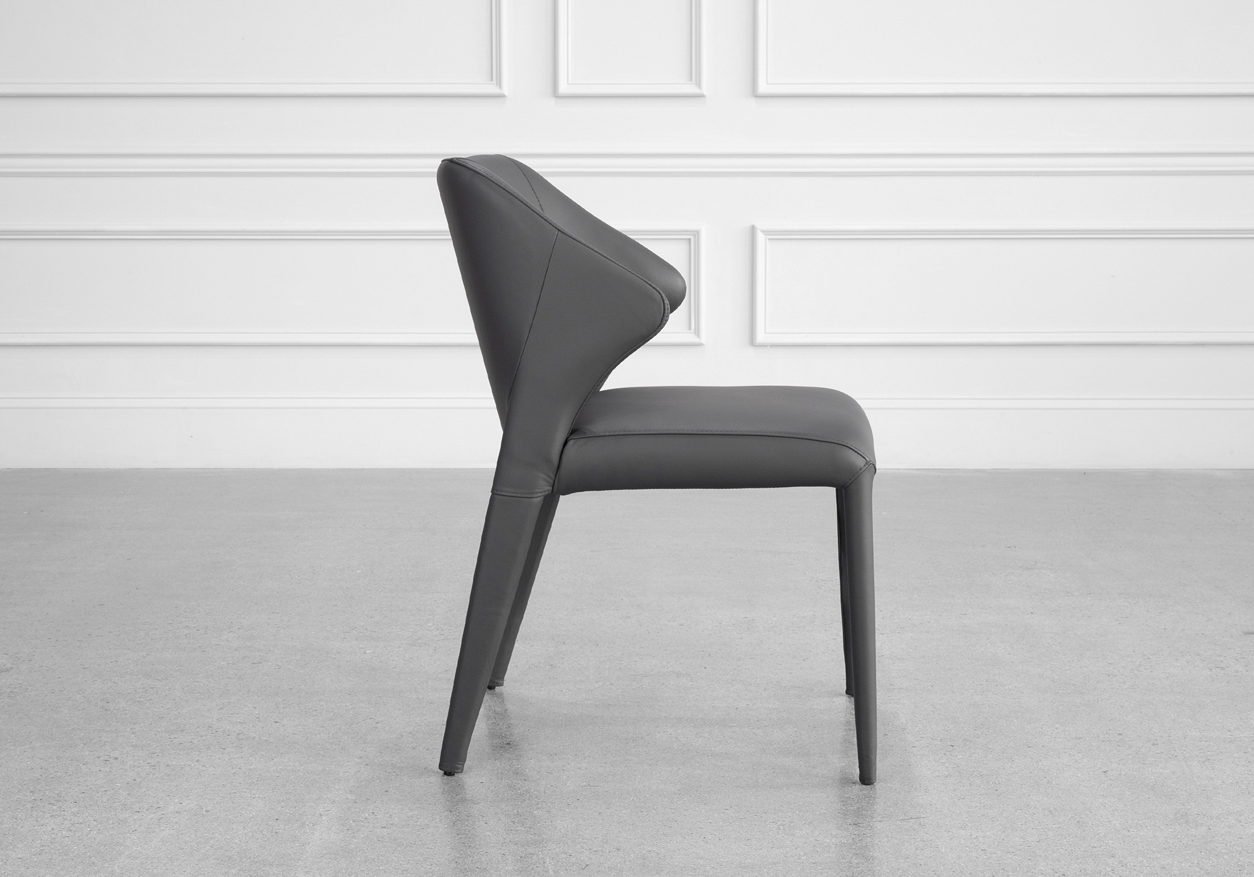 Elche Charcoal Leather Dining Chair - Side Elche Charcoal Leather Dining Chair - Side