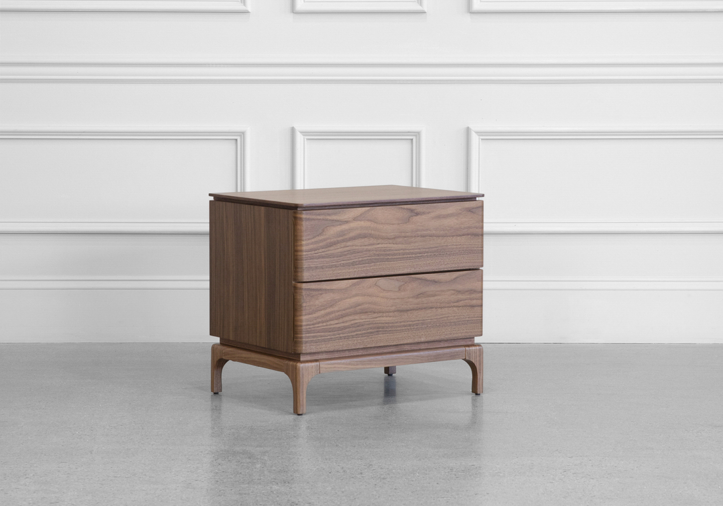 Nice Walnut Wood Nightstand - Angle