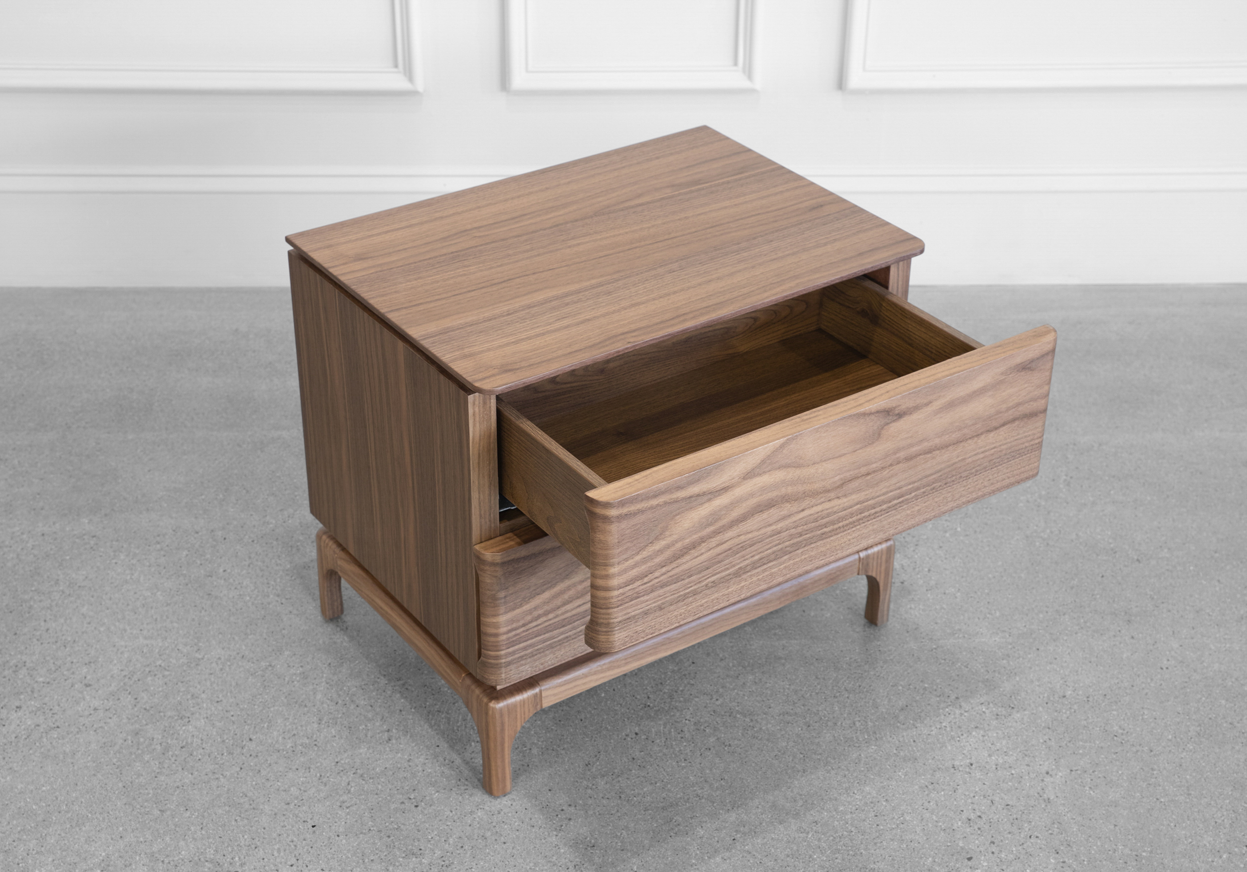 Nice Walnut Wood Nightstand - Drawers