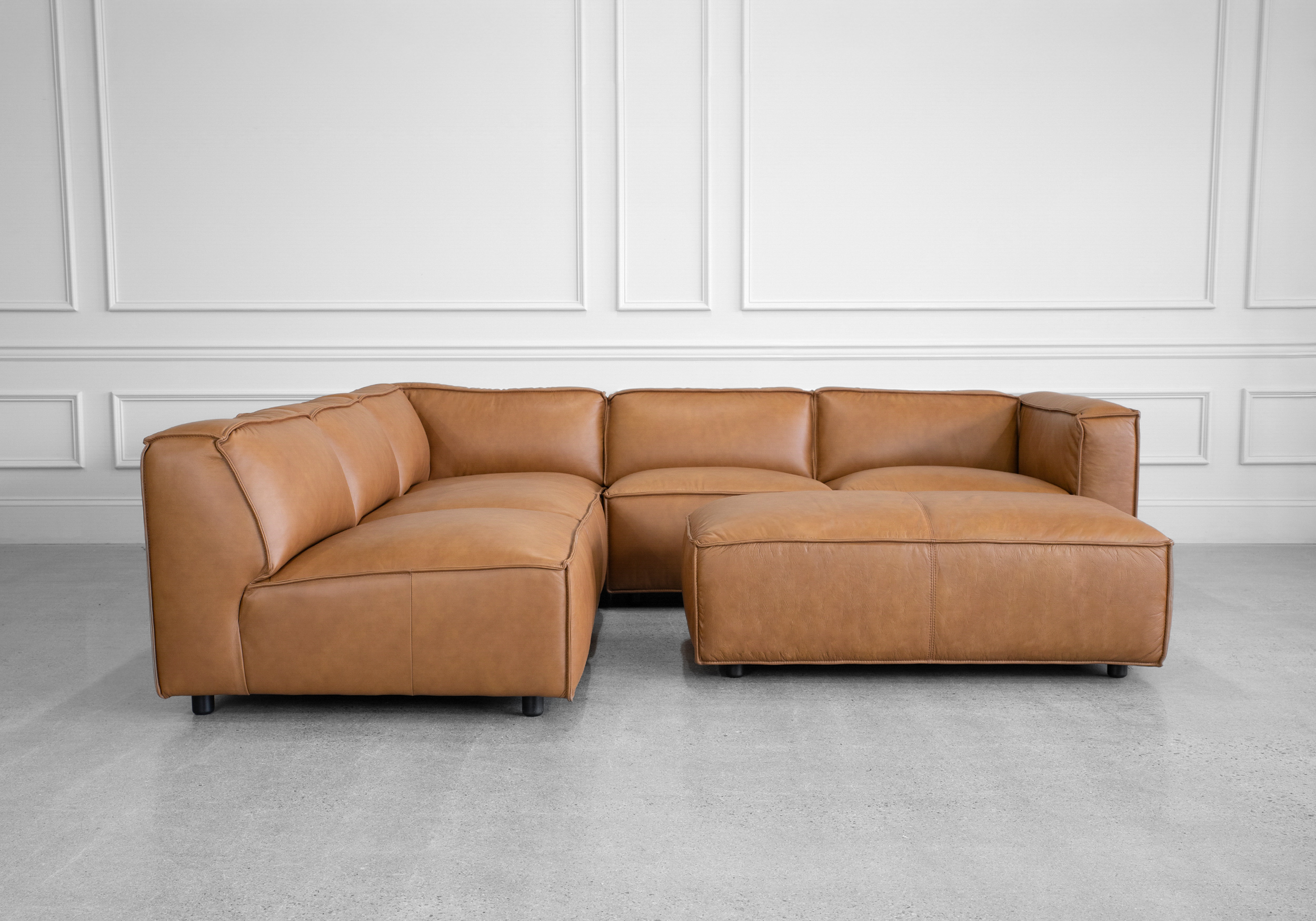 Palma 2-Piece Leather Sectional Sofa with Palma Ottoman