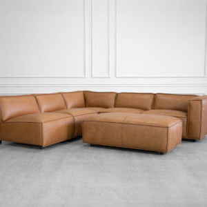 Palma 2-Piece Leather Sectional Sofa with Palma Ottoman Palma 2-Piece Leather Sectional Sofa with Palma Ottoman