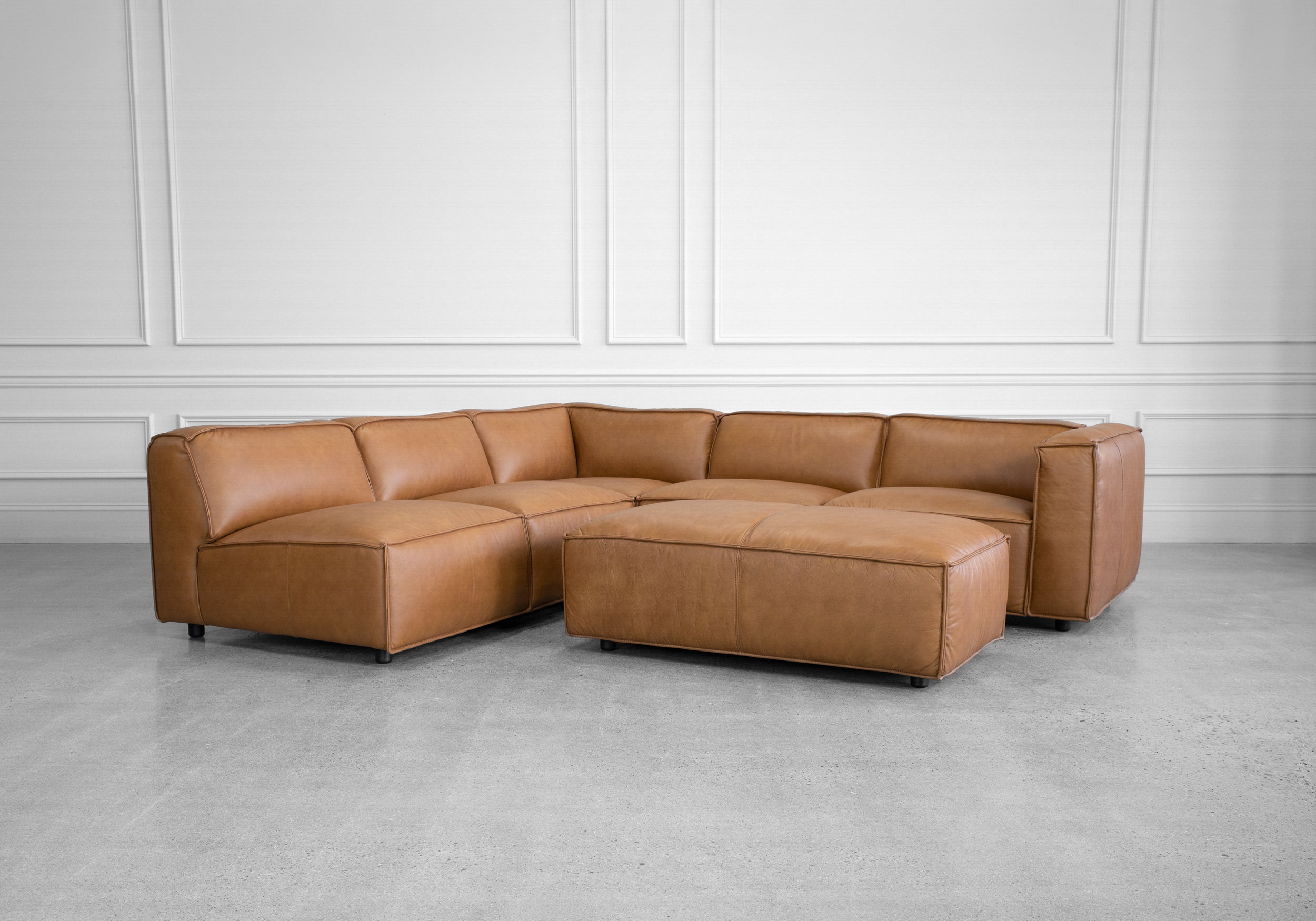 Palma 2-Piece Leather Sectional Sofa with Palma Ottoman