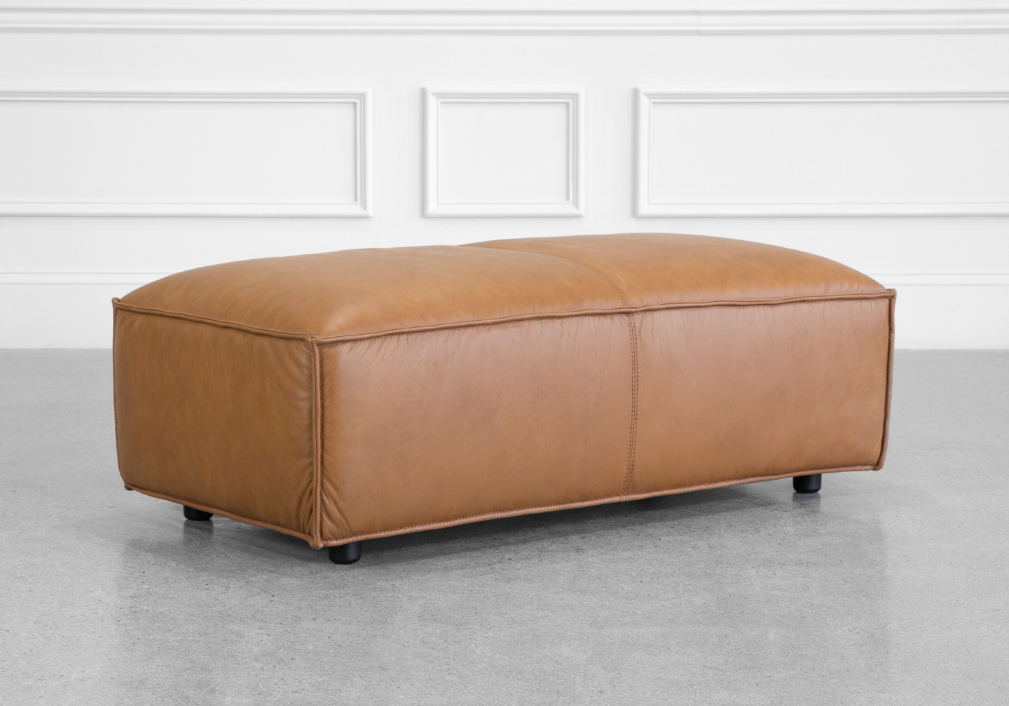 Palma Leather Ottoman - Angle