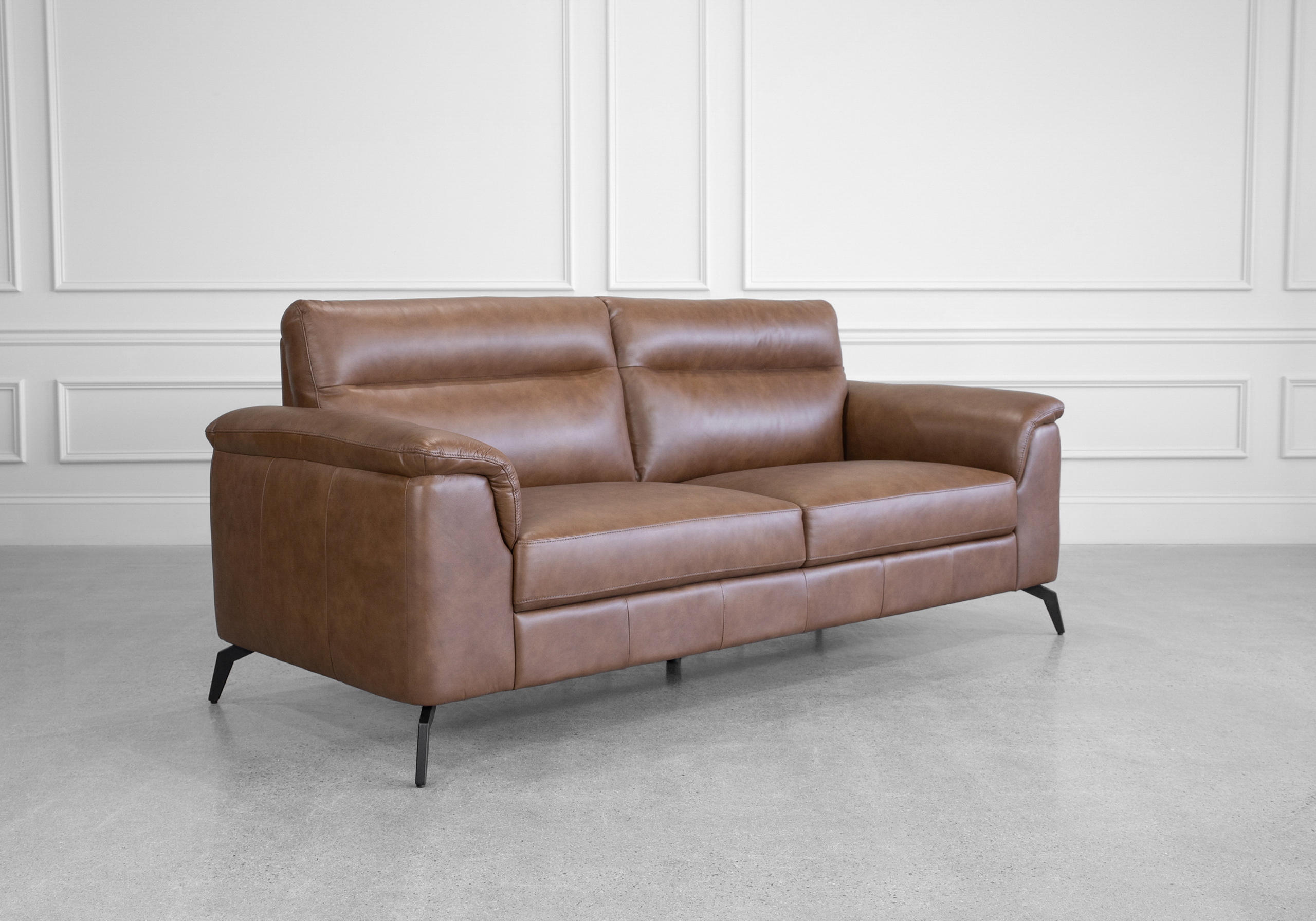 Pamplona Choco Leather Sofa - Angle