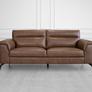 Pamplona Choco Leather Sofa - Front Pamplona Choco Leather Sofa - Front