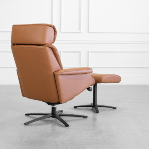 Sterling Leather Recliner in Cognac - Back Sterling Leather Recliner in Cognac - Back