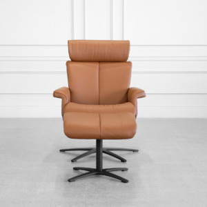 Sterling Leather Recliner in Cognac - Front Sterling Leather Recliner in Cognac - Front