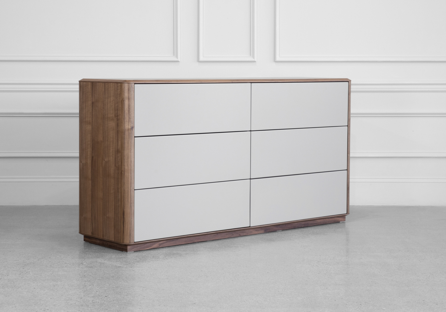 Vienna Walnut Wood Double Dresser - Angle