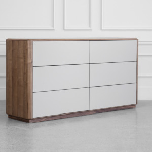 Vienna Walnut Wood Double Dresser - Angle Vienna Walnut Wood Double Dresser - Angle
