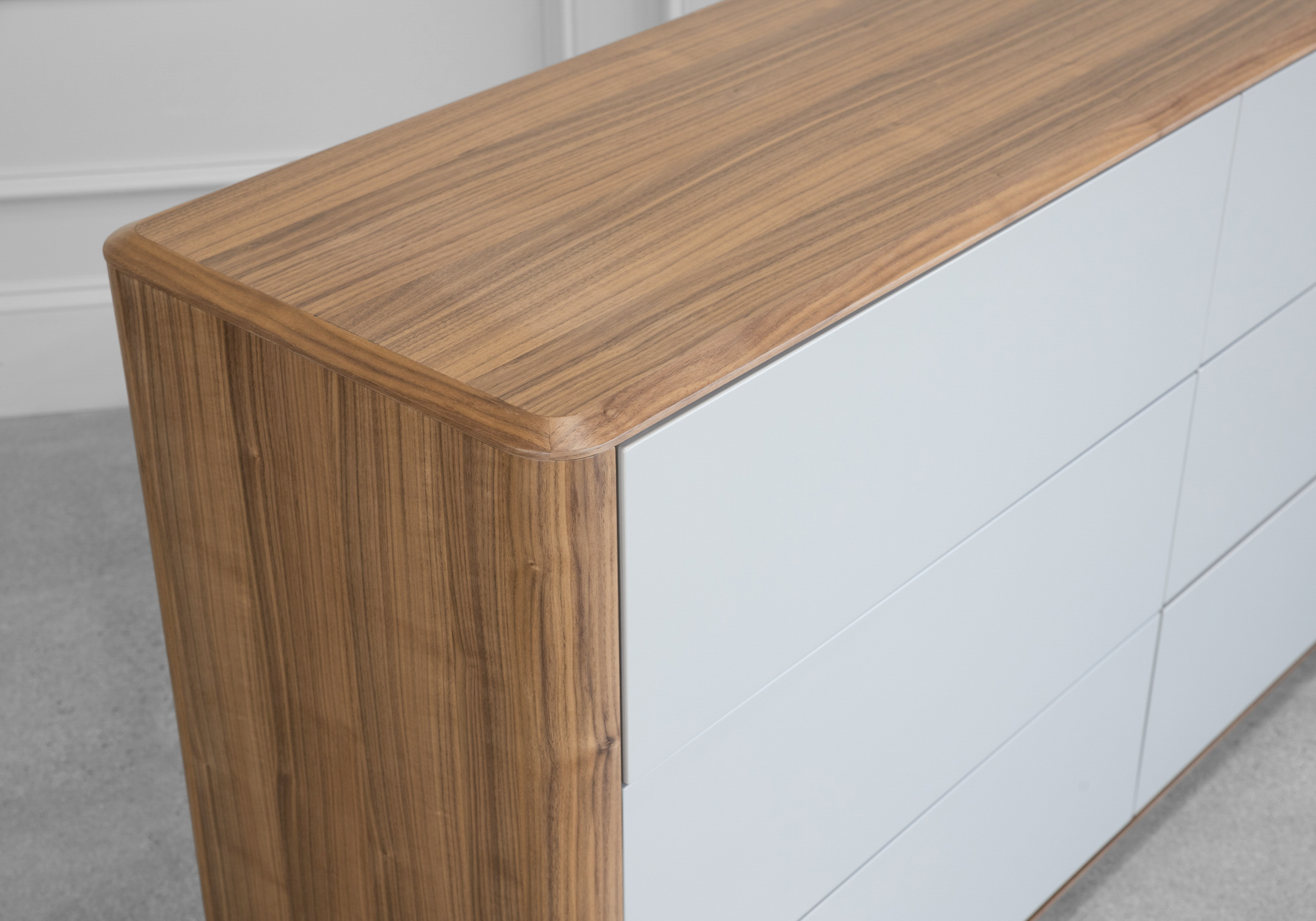 Vienna Walnut Wood Double Dresser - Close Up