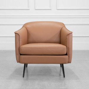Aelys Cognac Leather Accent Chair - Front Aelys Cognac Leather Accent Chair - Front