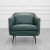 Aelys Dark Green Leather Accent Chair - Front