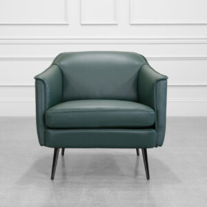 Aelys Dark Green Leather Accent Chair - Front