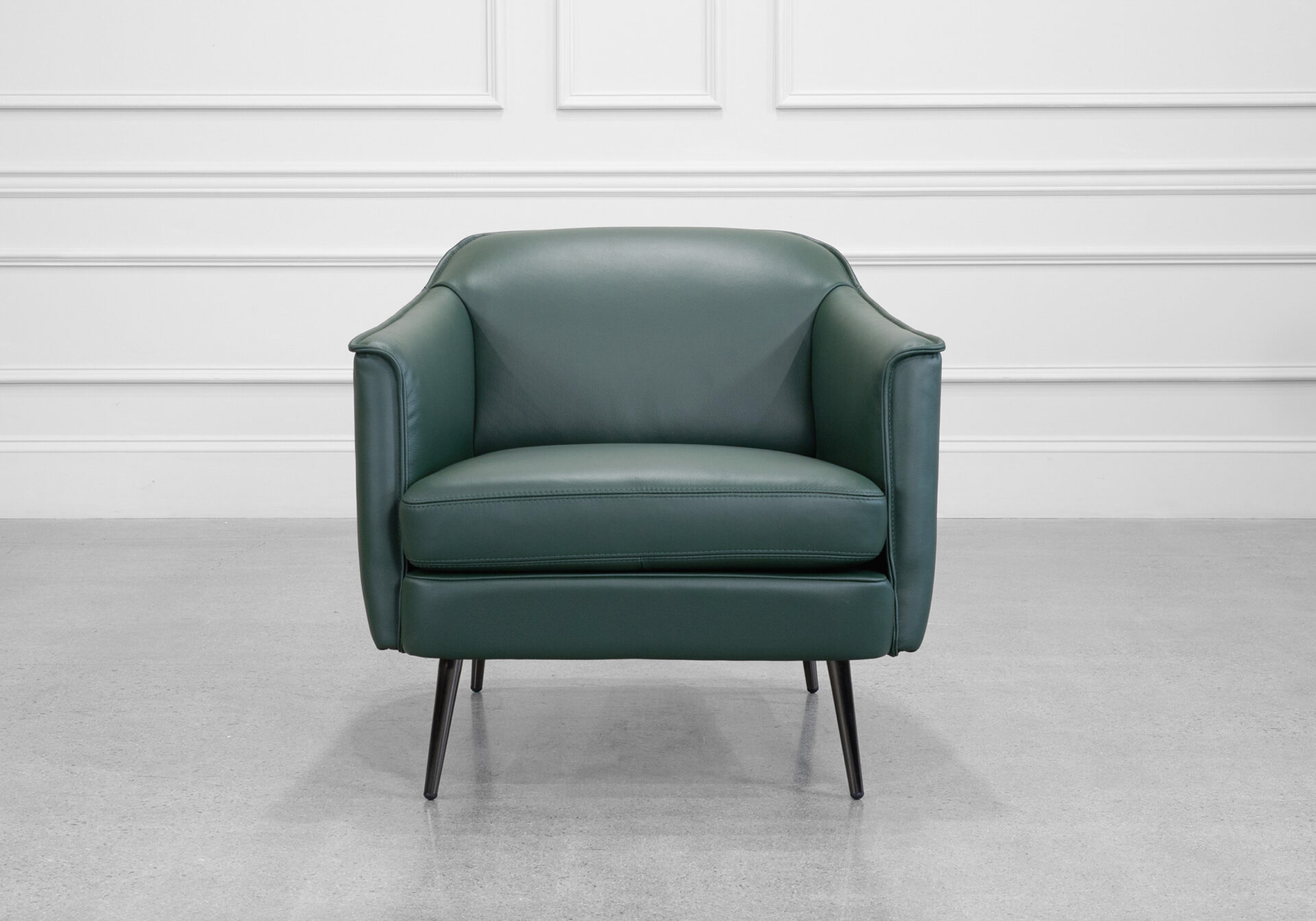 Aelys Dark Green Leather Accent Chair - Front