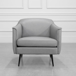 Aelys Grey Leather Accent Chair - Front Aelys Grey Leather Accent Chair - Front