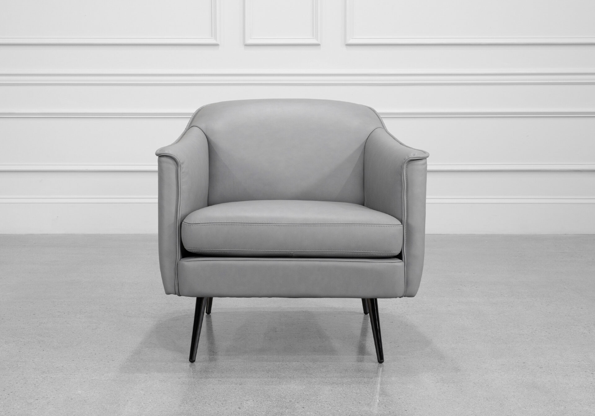 Aelys Grey Leather Accent Chair - Front