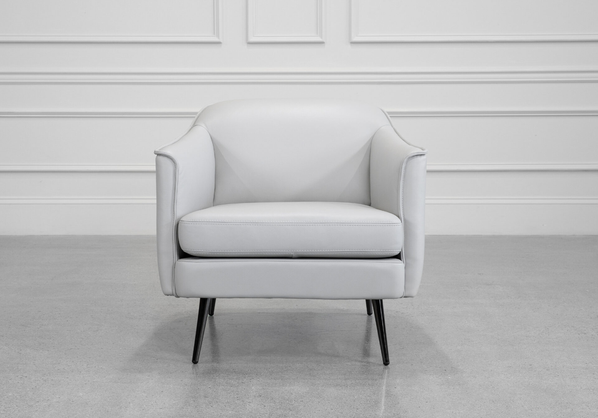 Aelys Light Grey Leather Accent Chair - Front