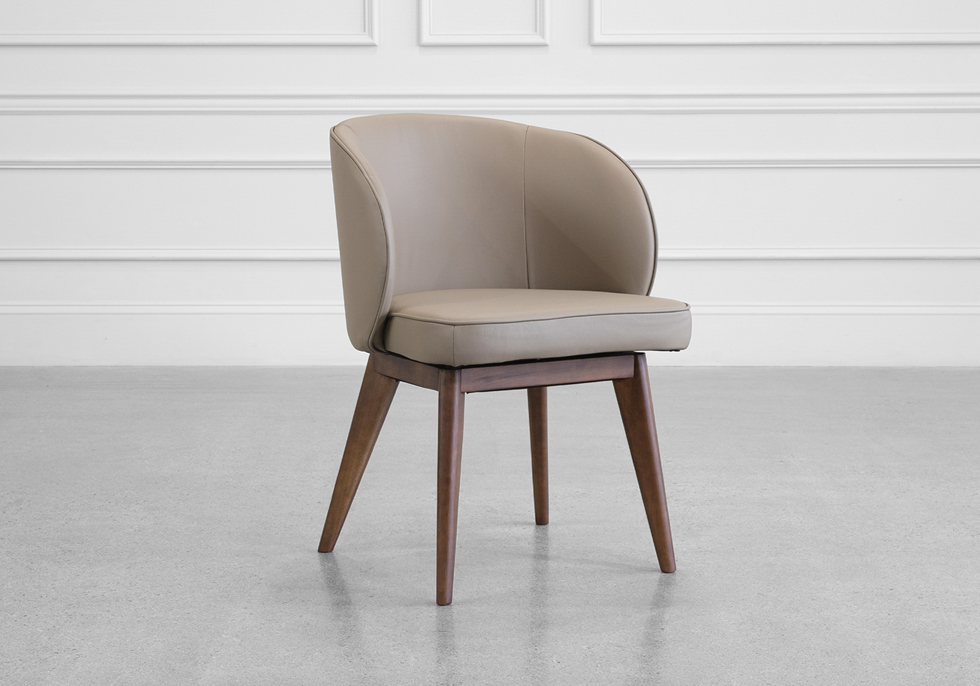Brescia Leather Swivel Dining Chair - Angle