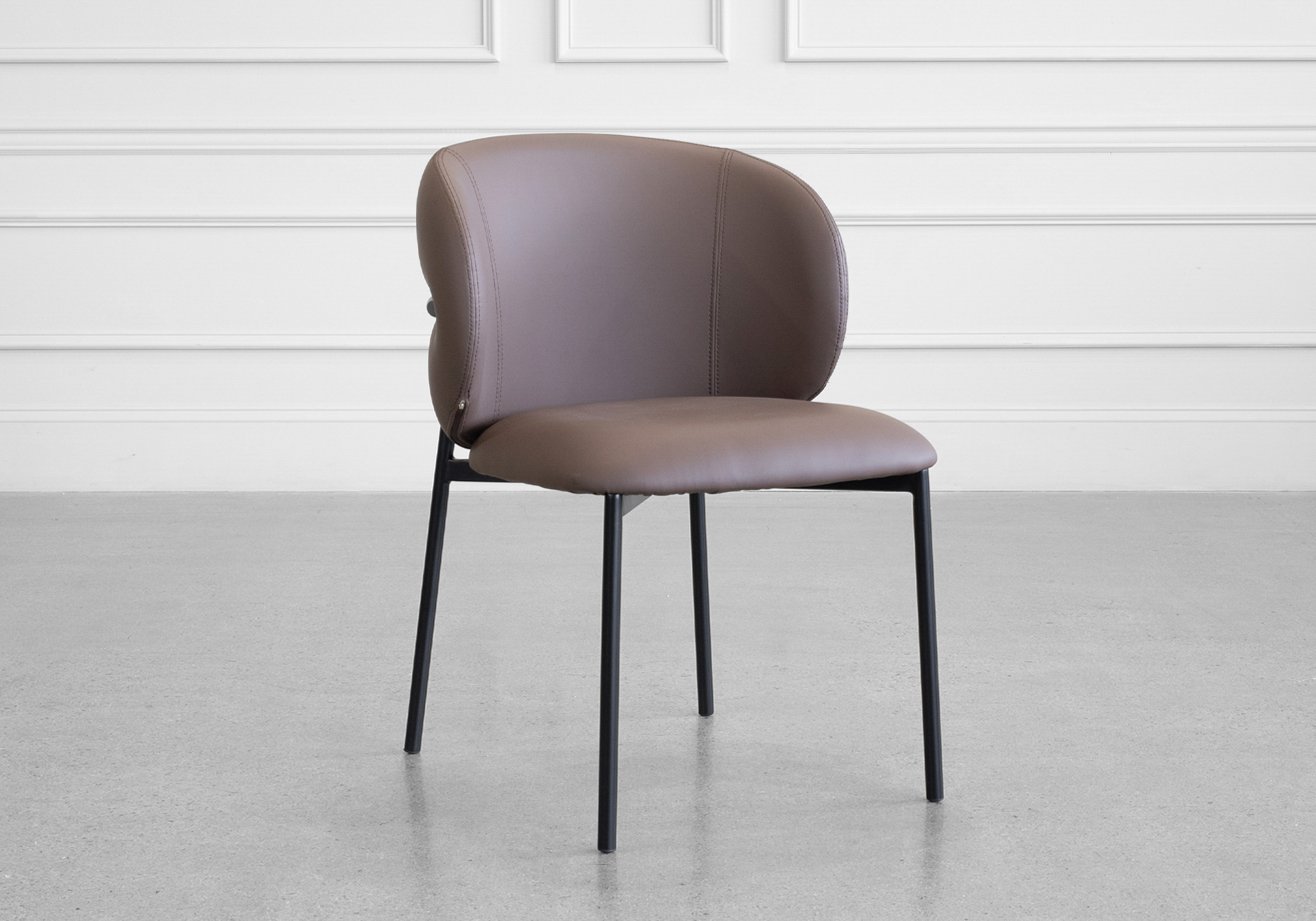 Cana Choco Faux Leather Dining Chair - Angle
