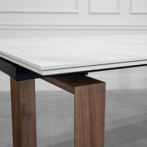 Caracas White Ceramic Dining Table - Close Up Caracas White Ceramic Dining Table - Close Up