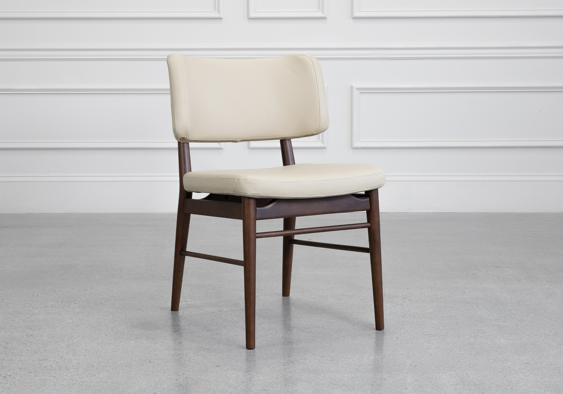 Naples Sand Leather Dining Chair - Angle