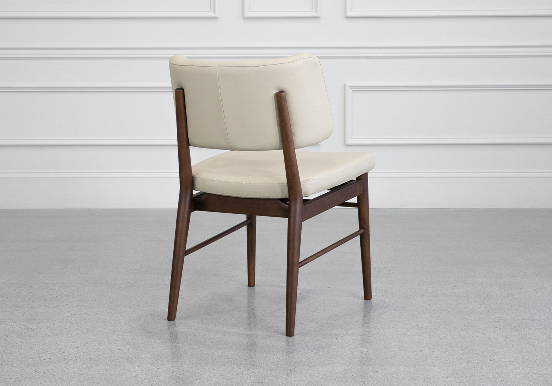 Naples Sand Leather Dining Chair - Back