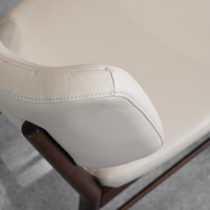 Naples Sand Leather Dining Chair - Close Up Naples Sand Leather Dining Chair - Close Up