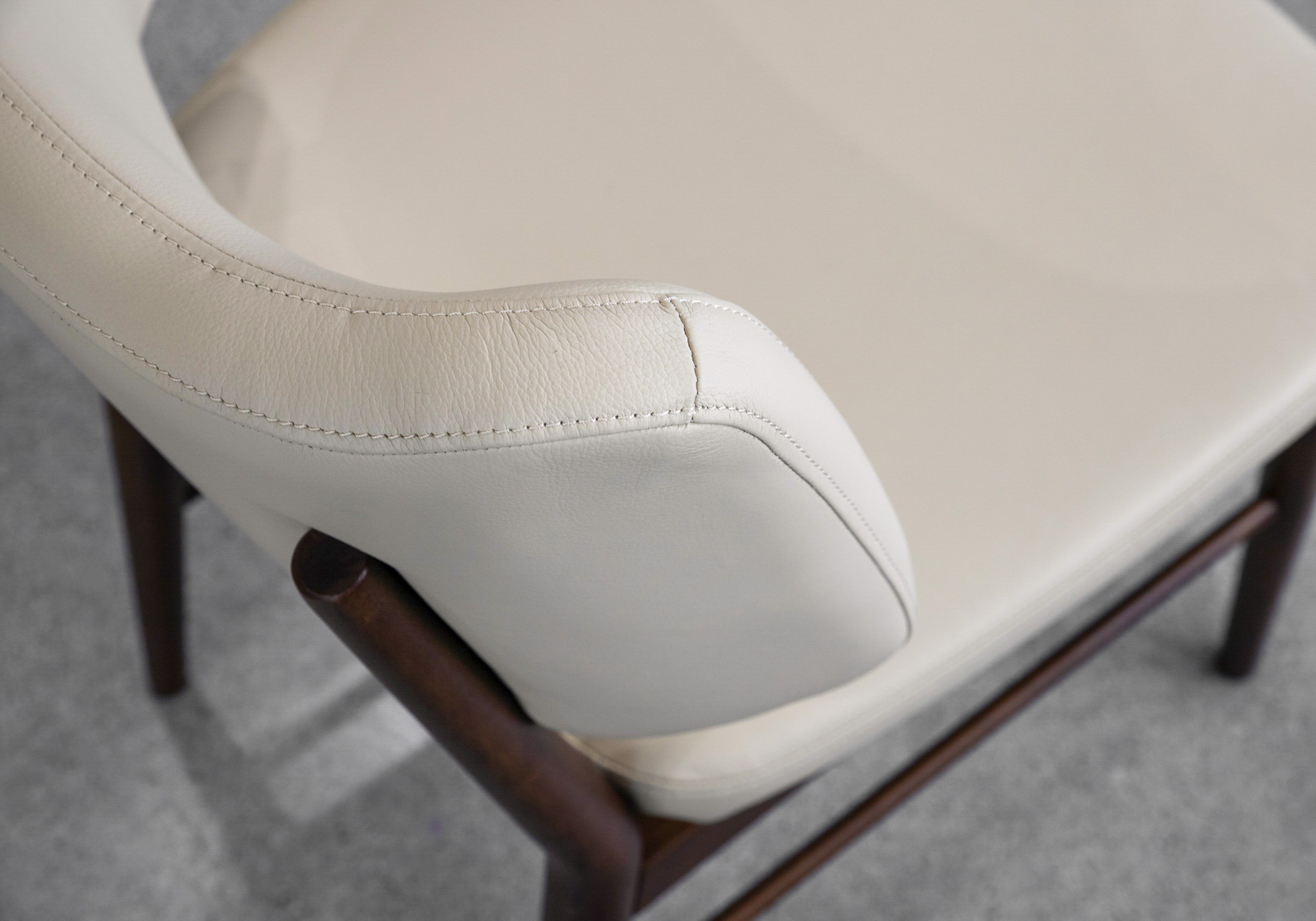 Naples Sand Leather Dining Chair - Close Up