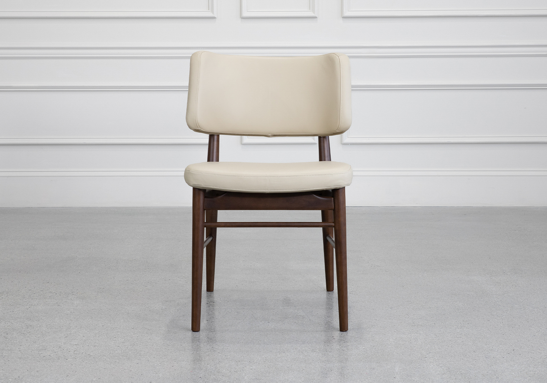 Naples Sand Leather Dining Chair - Front