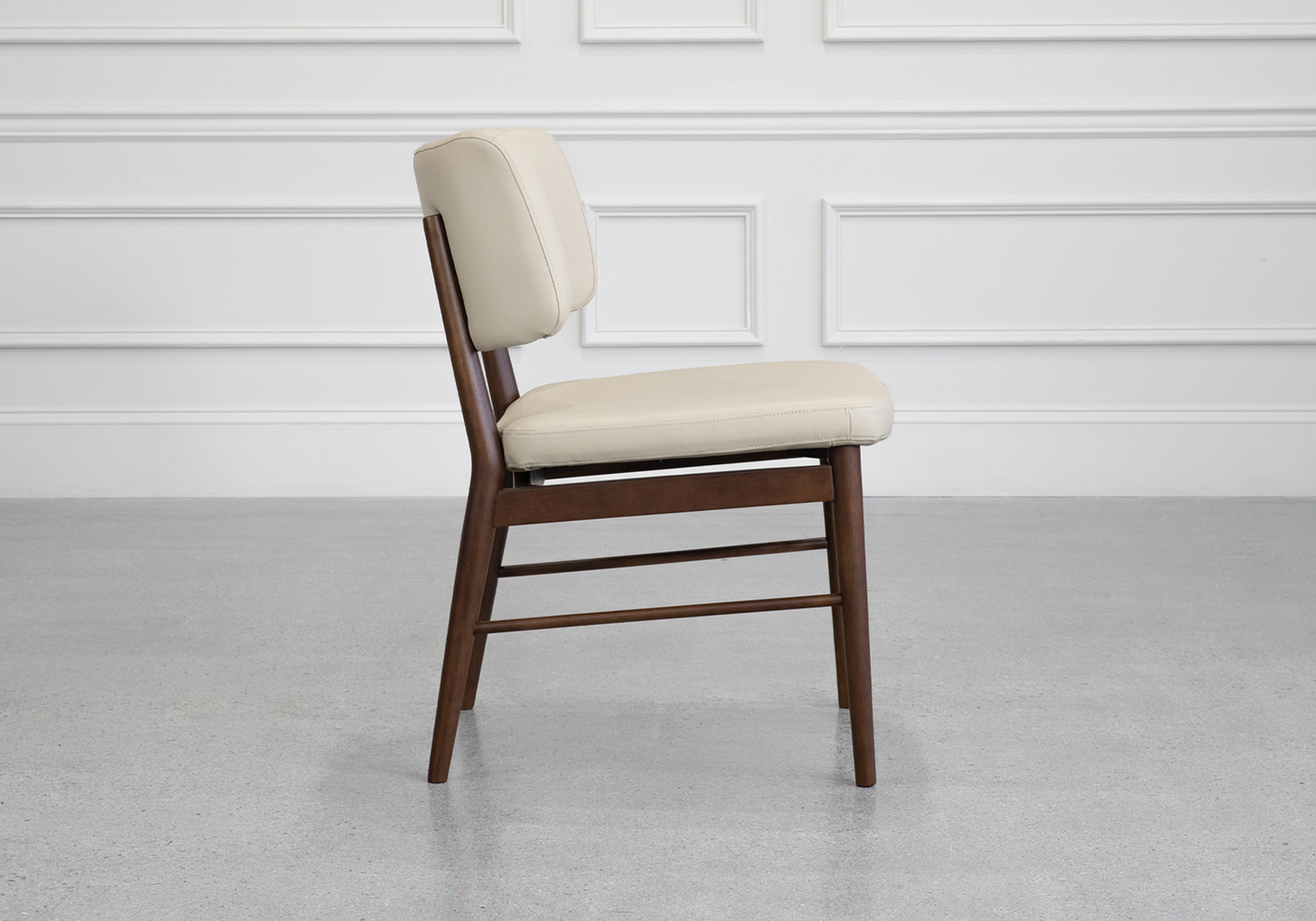 Naples Sand Leather Dining Chair - Side