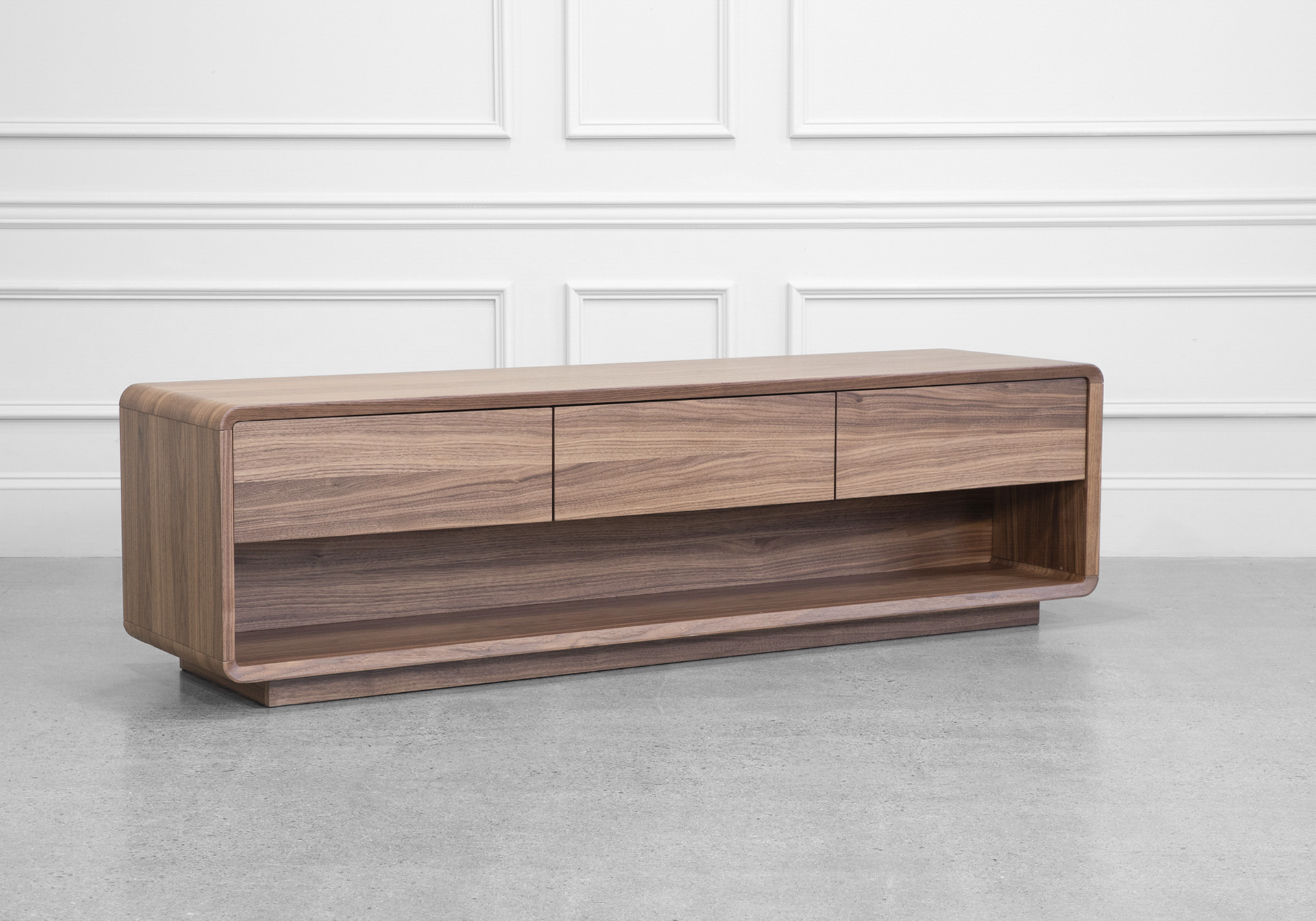 Obital Walnut Tv Unit - Angle