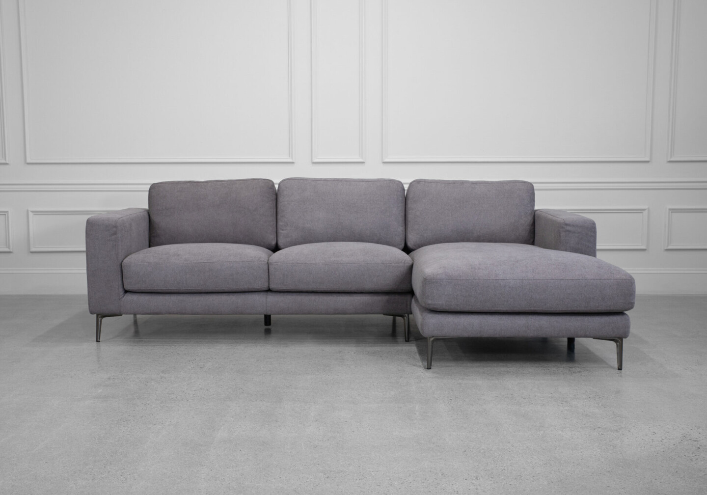 Reva Stone Fabric Sectional - Front