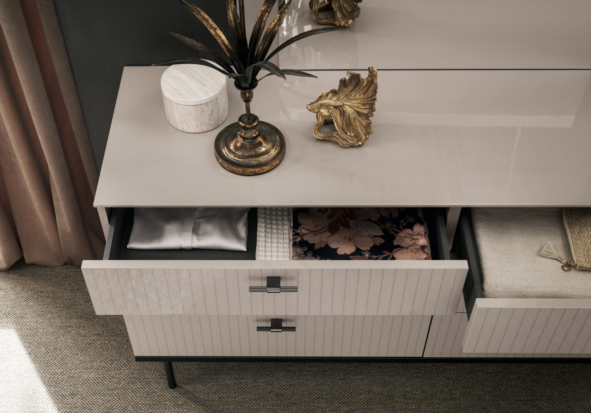 Claire Double Dresser in Pearl - Close Up